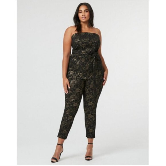 Women Le Chateau Floral Print Metallic Knit Bustier Top 1X - Picture 5 of 5